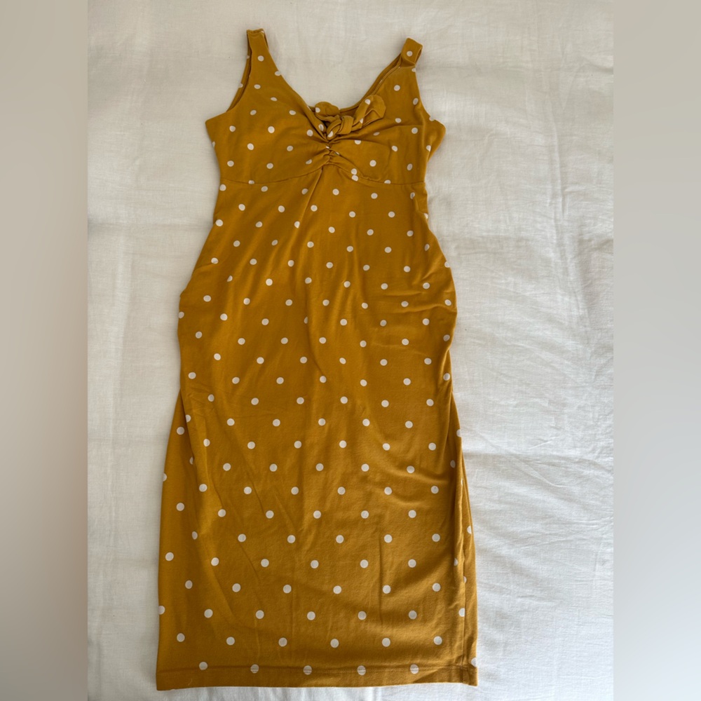 Old Navy Mustard Yellow Polka Dot Midi Dress